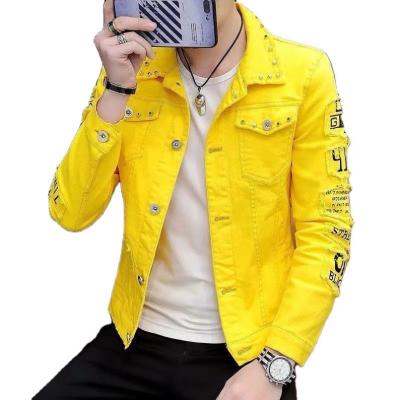 China Viable funky streetwear patchwork buttons ripped cropped denim jacket for mens jacket for stylish men for sale