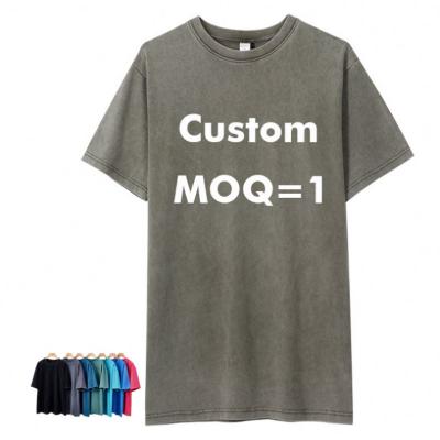 China Custom Washed Anti-Shrink Fashion OEM Look T-shirt Washed Cotton Mens Equipments T-shirt Vintage Mineral Wash T-shirt for sale