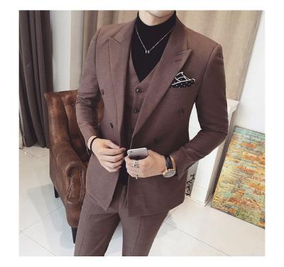 China 2022 Latest Design Pant Coat Breathable 3 Pieces Custom Tuxedos Mens Suits Fashion Handsome Blazer For Men's Sets (Jacket+Pant+Vest) for sale