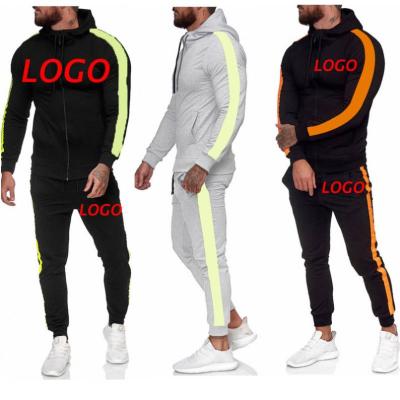 China Hot Spring Sports Sweater Set Side Stripe Design Casual Two Piece Pants Set Two Pieces Sweater For Men for sale