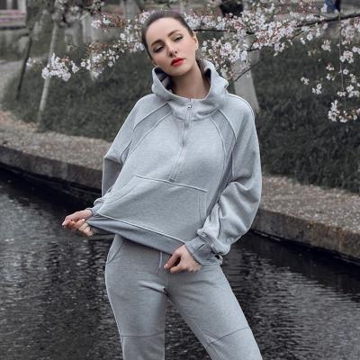 China ILOVEME Breathable Fashion Loose Long Sleeve Hoodie Sportswear Running Simple Fitness Yoga Pants With Pocket Gym Sports Wear for sale