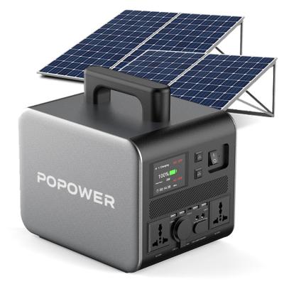 China Type C POPOWER 500W 750W 1000W 2000W Solar Power Station Backup Lifepo4 Portable Battery Installation For Home Outdoor Camping Uses for sale