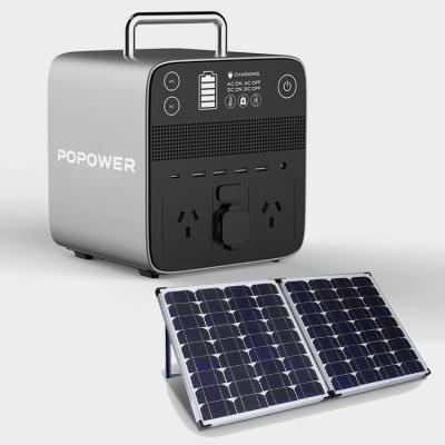 China Type C POPOWER Generator Energy System 300w 500w 1000w 1500w 2000w Solar Portable Power Station With Solar Panel for sale