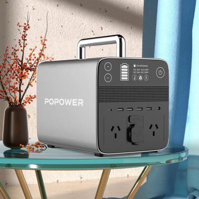 China Type C POPOWER 700W 500W 300W Lifepo4 Portable Solar Home Generator 110v 220v QC18W 1000W Power Station for sale