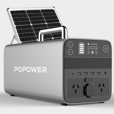 China Type A C POPOWER safer outdoor home solar power system AC 110V 220v lifepo4 ups 1000W portable solar backup power station for sale