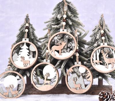 China Hot Selling Art Deco New Christmas Wood Elks Christmas Decoration Wall Decor Wall Hanging Hanging Ornaments for sale