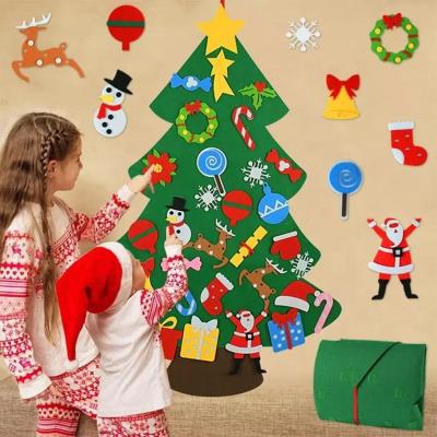 China HOT SALE Art Deco Felt Decorative Christmas Tree Snowman DIY Wall For Kids Christmas Gift Home Decoration for sale