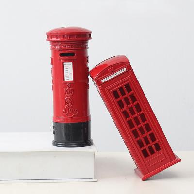 China China Ornament Art Craft Metal London Gifts High Quality Red Coin Box Piggy Bank Telephone Box for sale