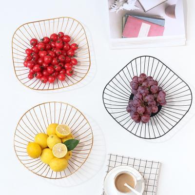 China Sustainable Latest Design Fruit Vegetable Display Compote Minimalist Style Storage Metal Decorative Wire Basket for sale