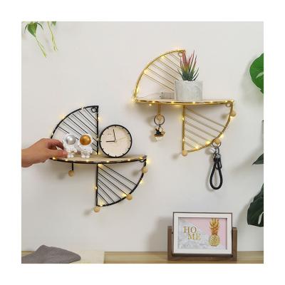 China China Hang Beams Simple Nordic Wood Craft Decoration Hook Wall Storage Rack Wrought Iron Wall Home Decor for sale