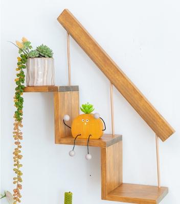 China China Wooden Ladder Display Storage Shelf Wall Shelf Wall Storage Rack For Living Room Wall Decoration for sale