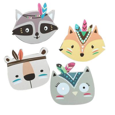 China China Cheap and High Quality 3d Arts Hanging Fox Sticker Wood Plastic Panel Ornaments Cartoon Animal Head Wall Decor for sale