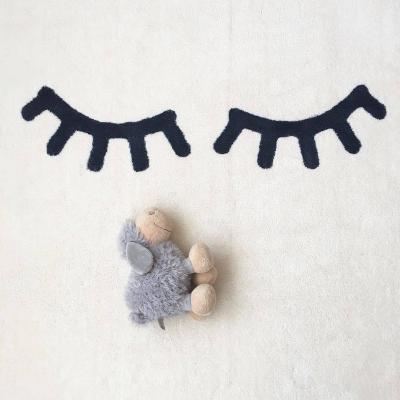 China Nordic Cute Wooden Wall Sticker Background Baby Room Decor Eyelash 3d China Style Home Decoration For Kids for sale