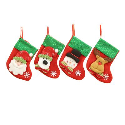 China Cloth Mini Red Santa /snowman/reindeer/bear Christmas sock stocking candy storage bag for sale