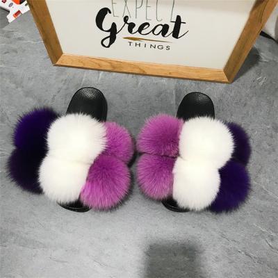 China Wholesale Fashion Trend Colors Designer Fur Slippers Fluffy Mixed Slippers Fashion Fur Slippers for sale