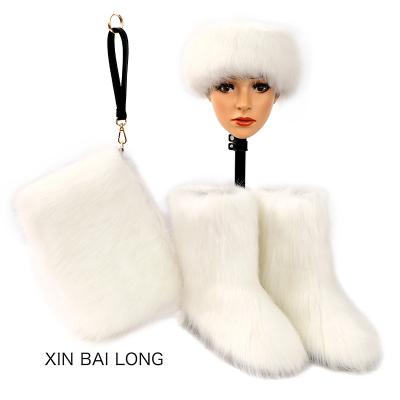 China High Quality Fashion Trend Faux Fur Boots Multi Color Headband Headband And Purse Boot Set On Sale for sale