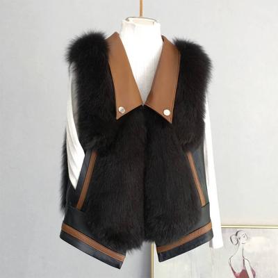 China Customized High Quality Best Selling Breathable Real Rabbit Design Wholesale Fur Vest Customized Leather Women Coat for sale