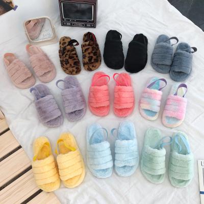 China Real Fashion Trend Wholesale Fox Fur Slides Slippers Fuzzy Slides Ladies Women Soft Sheepskin Slipper for sale