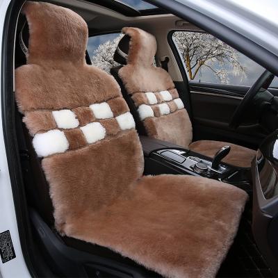 China Protect Genuine White And Black Lambskin Car Interior Australian Fur Wool Car Cushion Wool Car Seat Decoration Cover Genuine White And Black for sale