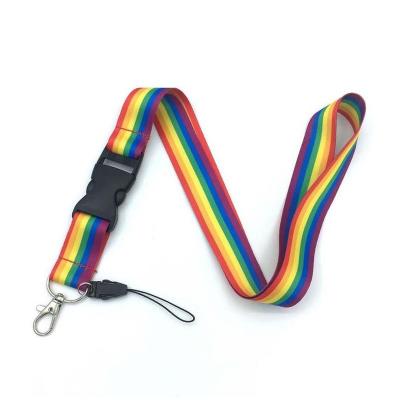 China Fashionable Mobile Phone Lanyard Pass 10Ocs Badge Card Holder Rainbow USB Lanyard Pass Strap Keys Neck Rope For ID Shoes Strap China Putian for sale