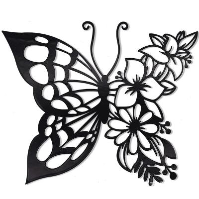 China Customized Custom Christmas Black Butterfly silhouette Decoration Wall Art Home Decor Hanging Appearance Wall Decor Metal Hanging for sale