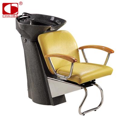 China Modern European Style Design Stainless Steel Raw Material Living Room Furniture Leather Shampoo Chair for sale