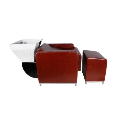 China Factory direct beauty salon furniture luxury modern shampoo chair leather soft hair wash shampoo station for sale