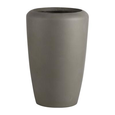 China Corrosion Resistance 10inch*20inch Tapered Bottom Olive Green Color Glazed Modern Fiberglass Planter for sale