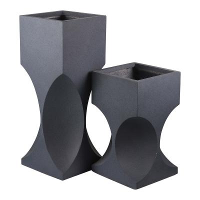 China Corrosion Resistance Luxury Hotel Lobby Decor Fiber Cement Art Decor Flowerpot Pinched Flower Vases and Pots for sale