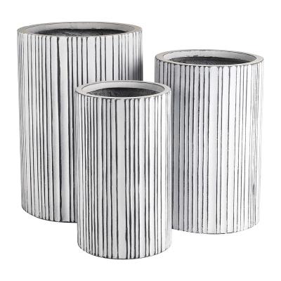 China Wholesale Large Outdoor Planters and Corrosion Resistance Pots Streaked Fiberglass Concrete Cement Planter for sale