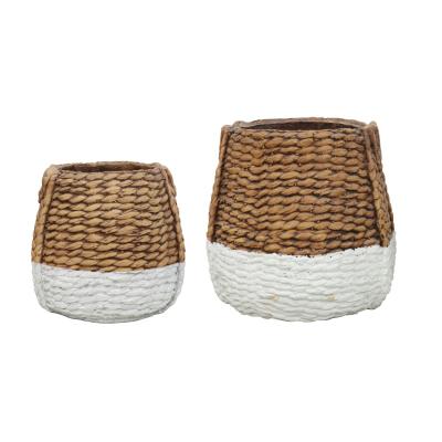 China 12/15 Inch Vintage Style Minimalist Rustic Planter Bonsai Container Rattan Patterned Concrete Pot For Flooring for sale