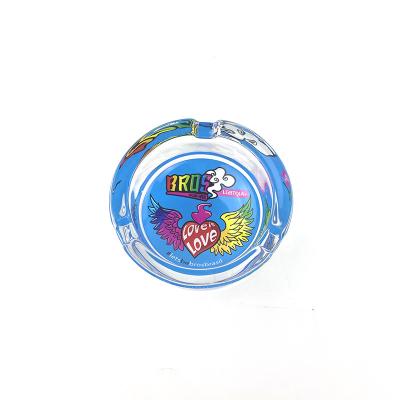 China Custom Decorate Your Logo Ashtray DIY Blue Color Printing New Products for sale