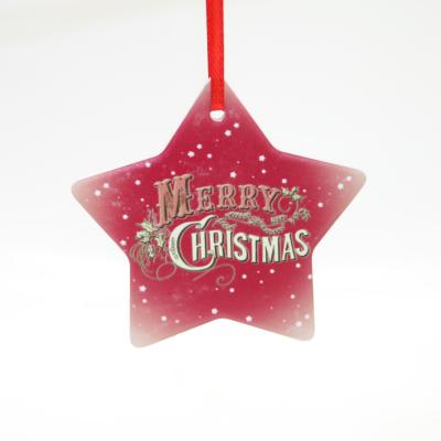 China 2021 Xmas Decorations Sublimation White Sublimation White Porcelain Jewelry Ceramic Trend Christamas Tree Decoration Star for sale