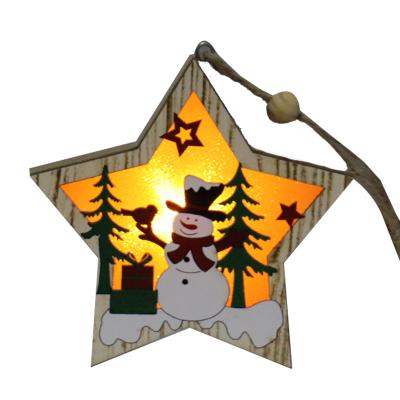 China Wholesale Wooden Luminous Christmas Tree Old Man Snowman Deer Stage Decoration Pendant Festival Decorations Home Christmas Decorations Factory for sale