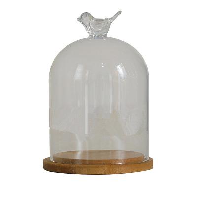 China China Wholesale Clear Glass Cloche Clear Glass Cloche with Wooden Base Clear Glass Cloche Dome for sale