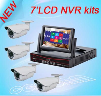 China Nice cctv system 4CH 720P 36pcs IR led fixed 3.6mm lens IP camera wifi kit lcd monitor with low price NVK704P for sale