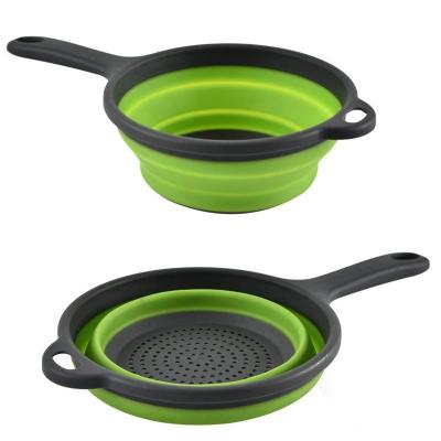 China PP+TPR Collapsible Colanders Strainers Round Folding Drain Basket With Handles For Fruit Vegestable Silicone Space Saving Kitchen Tools for sale