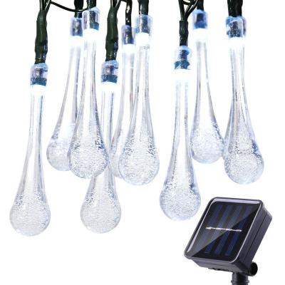 China Decorative Outdoor Christmas String Lights Solar Powered Decoration 2 Modes 60 Led Water Drop Fairy String Light For Outdoor/Indoor Garden for sale