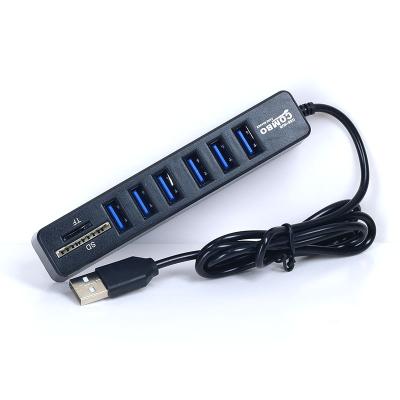 China 6 Port USB Hub Combo 2.0 Splitter Hub Micro Card Reader SDTF High Speed For PC Computer Accessories E2077 for sale