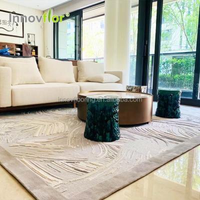 China Non-slip Modern Famous Brand Nordic Geometric Handcrafted Hand Made Pattern Rug Small Tufted Area Rug For Living Room for sale