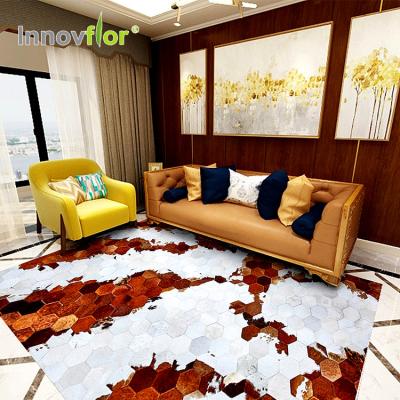 China Anti-Slip Gray Cowhide Rugs Kitchen Decorative Artificial Australian Quilted Faux Sheepskin Leather Cow Hide Covers Carpet With Cheap Price for sale