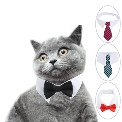 China Luxury Striped Bow Tie Soft Wedding Detachable Adjustable Personalized Cat Collar Puppy Fancy Fashion Tie Neck Pets Dog for sale