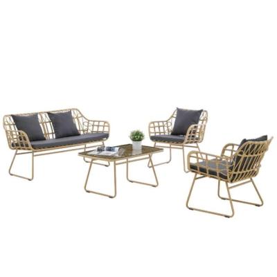 China 2021Hot sale Scandinavia design modern outdoor PE rattan wicker sofa set with coffee table for sale