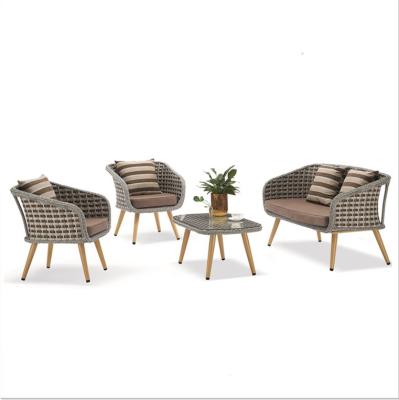 China TIME Outdoor Furniture Design New Hand-Woven Synthetic Wicker Patio Garden Patio Hotel Sofa Set Rattan PE Outdoor Furniture for sale