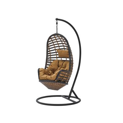 China Modern rattan double seater rattan chair hammock chair swinging outdoor rattan furniture swing chair for sale