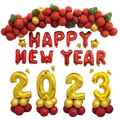 China Festival Decoration New Arrival Happy New Year 2023 Letter Number Foil Balloons sets for sale