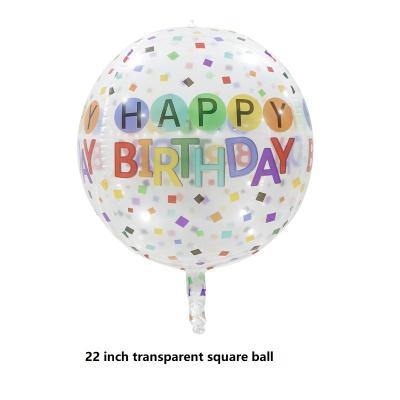 China Birthday Home Decoration 22 inch transparent 4D ball happy birthday balloon party decoration for sale