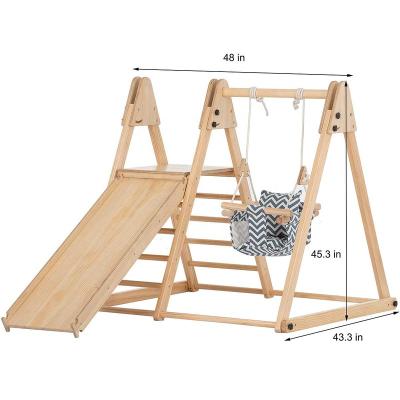 China Eco-Freindly Toddler montessori indoor Playground Folding Gym wooden climbing frame foldable pickler triangle for kids for sale