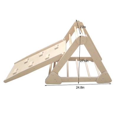 China Eco-Freindly Adjustable Climbing Triangle 2 in 1 Foldable Climbing Frame Gym Montessori Pickler Triangle With Slide for sale