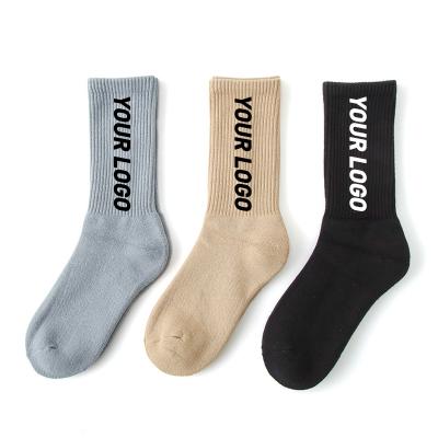 China Wholesale OEM Cheap Designer QUICK DRY Custom Design Your Own Logo Custom Bamboo Cotton Black Sock Men Crew Sports Socks For Man for sale